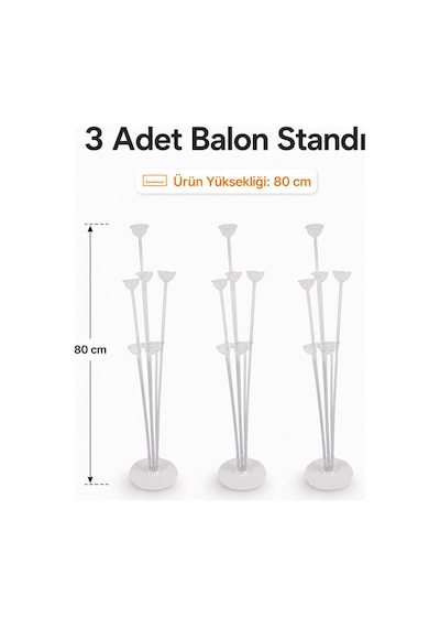 21 Balonlu Doğum Günü, Kutlama, Parti Balon Seti - 3 Adet Balon Standı - 21 Balon Adet Balon - Parti Süsleme - Bebek Partileri Pembe