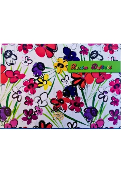 60 Yaprak Resim Defteri Orta Boy 21x29.5 Cm Kenarı Cırtlı 1 Adet Çiçek Desen