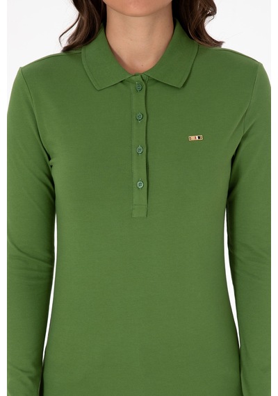 U.S. Polo Assn. Kadın Yeşil Basic Polo Yaka Sweatshırt 50313593-VR054