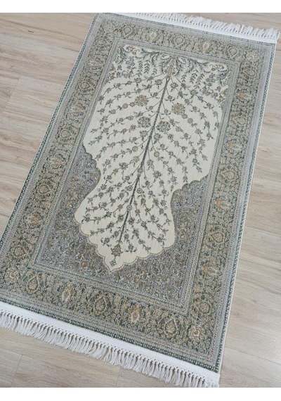 100 Tarak İpeksi Seccade Krem Dark Green Krem Yeşil