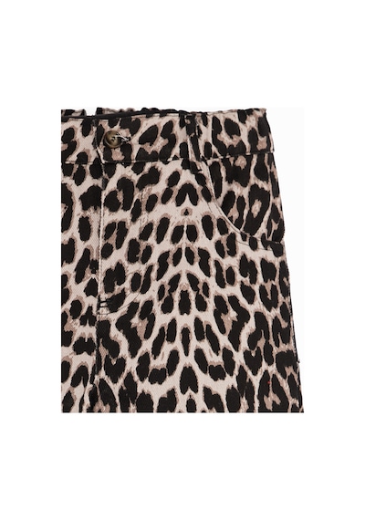 Denokids Kız Çocuk Leopar Desenli Gabardin Çok Renkli Geniş Paça Pantolon 6-11 Yaş