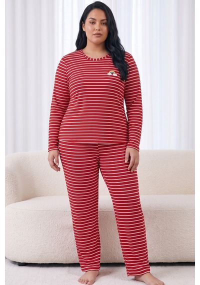 Siyah İnci Büyük Beden Battal Boy Viskon Örme Pijama Takım I26240954 Kırmızı Siyah İnci Büyük Beden Battal Boy Viskon Örme Pijama Takım I26240954 Kırmızı
