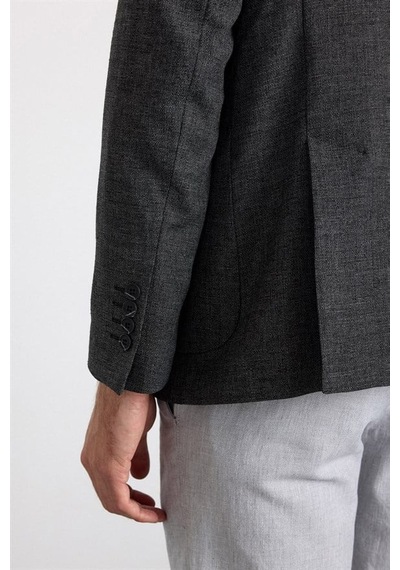 Süvari Siyah Slim Mono Yaka Düz Saten Torba Cep 6 Drop Klasik Ceket Sct2021600009-s09