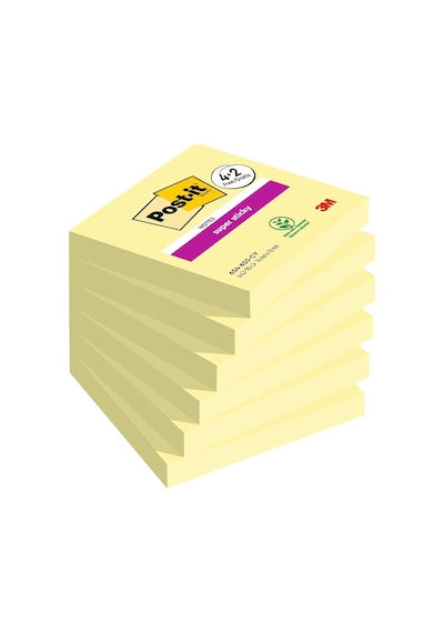 Super Sticky Notes Kanarya Sarısı, 6 Bloklu Paket, Blok Başına 90 Yaprak, 76 Mm X 76 Mm, Renk: