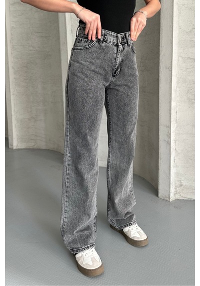 Palazzo Füme Yüksek Bel Jeans Füme