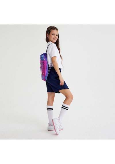 Coral High Kids Mor Pembe Mavi K-pop Desenli İpli Büzgülü Sırt Çantası 22477 Pembe