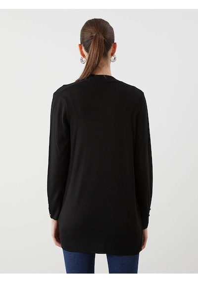 LC Waikiki Lcwaıkıkı Classic Siyah Şal Yaka Kadın Triko Hırka New Black