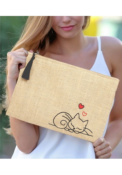 Ju Yaratıcı Tasarım Hasır Kadın Portföy & Clutch Çanta Sevgi