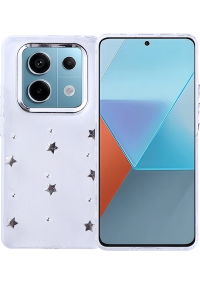 Xiaomi Redmi Note 14 Pro 4g Kılıf Airbag Tasarımlı Simli Şeffaf Zore Kutup Kapak Yıldız