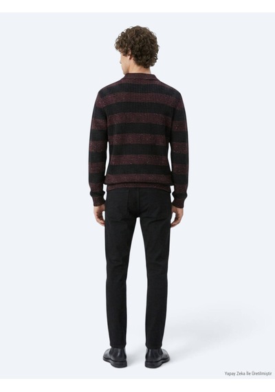Kip Siyah Düz Dokuma Slim Fit Spor Pamuk Karışımlı Pantolon