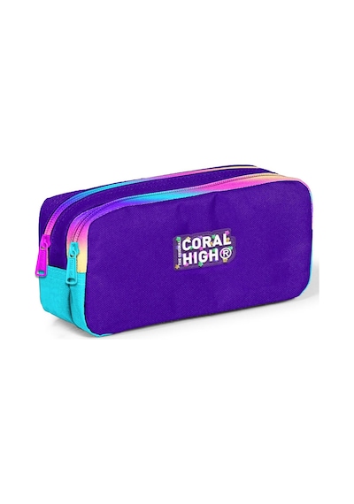 Coral High Kids Mor Rainbow Fermuarlı İki Bölmeli Kalem Çantası 12072