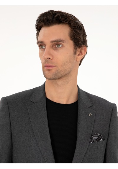 Cacharel Antrasit Slim Fit Yün Karışımlı Ceket Gri