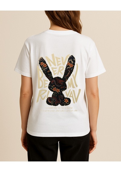 Hugo Boss Never Baskılı T-shirt Beyaz