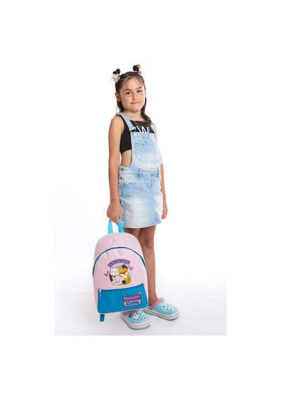 Superbag Kız Çocuk Anaokulu Çantası Mutlu Kediler Desenli Sırt Çantası Kreş Çantası Pembe