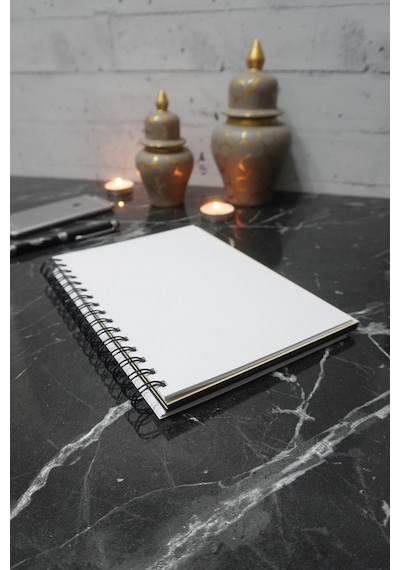 Istanbul Desen Ahşap Defter - Günlük - Çizgisiz Defter Ahşap Rengi Banu - A5 Spiralli Defter