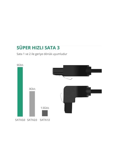 Se-7030 Sata Data Kablosu 0,50cm L 90derece Dirsek Köşeli Sata3 7 Pin 6gbs Ssd Hdd Data Veri Kablosu