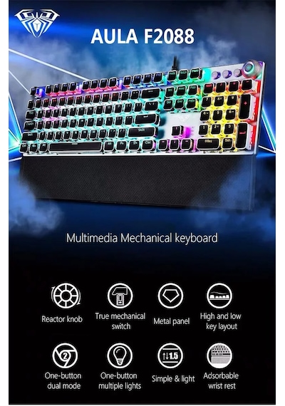 Techtic Aula F2088 Mekanik Makro Tuşlu RGB Oyun Klavyesi