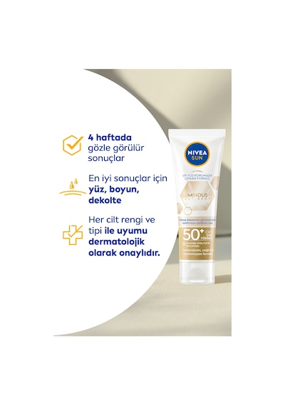 Luminous630 Leke Karşıtı Güneş Koruyucu Yüz Kremi 40ml, Spf50, Hyalüronik Asit, E Vitamini, Uva/uvb