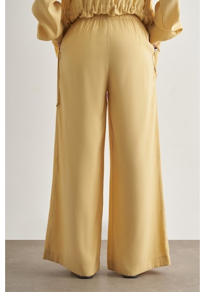 Mizalle Modal Karışımlı Rahat Kesim Beli Lastikli Sarı Pantolon Sarı