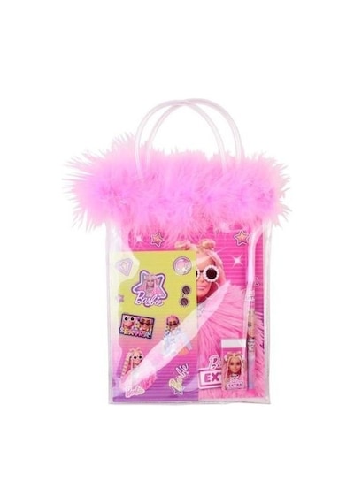 Barbie Kırtasiye Seti Tüylü Pvc Çanta B-7746