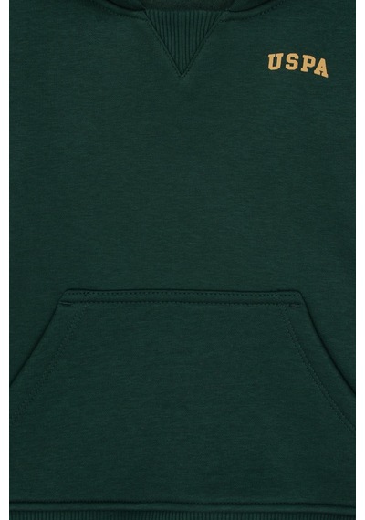 U.S. Polo Assn. Erkek Çocuk Koyu Yeşil Basic Kapüşonlu Sweatshirt 50313808-VR079