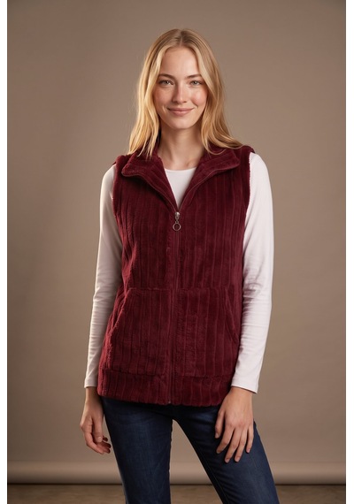 Soulshae Cepli Kolsuz Peluş Fermuarlı Ceket Bordo