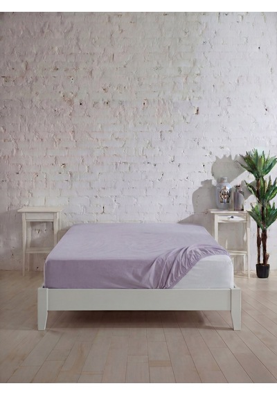 Battal Boy Pamuklu Lastikli Çarşaf, Ranforce Battal Boy Fitted Çarşaf 180x200+20 Cm Lila