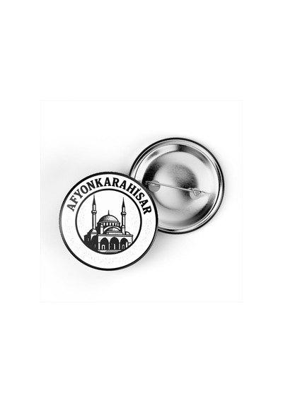 5 Adet İğneli Çanta Rozeti - Ulu Cami - Afyonkarahisar - 44 MM Çok Renkli