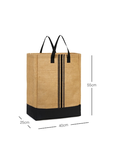 Ocean Home Textile Su Geçirmez Tabanlı Çizgili Jüt Çanta 40 x 25 x 55 CM