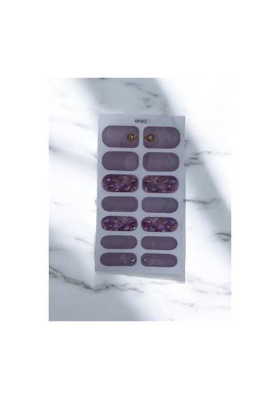Jelüx Palette Lila Mor Renkli Yapışkan Tam Kaplama Jel Tırnak Seti Bakım Kiti İle 5 Boy 14 Adet