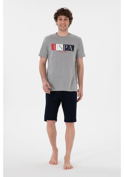 U.S. Polo Assn. Erkek Bisiklet Yaka Gri Melanj Pijama Takımı 50309821-VR086