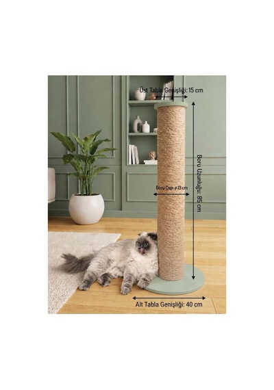 Xxl Kedi Tırmalama Direği- 85 Cm Uzunluk 13 Cm Çapında.
