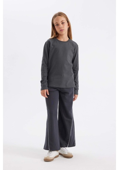 DeFacto Kız Çocuk Wide Leg Geniş Bol Paça Beli Lastikli Eşofman Altı C9674A824AUAR31 Antrasit