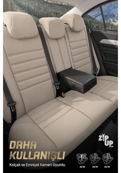 Otom Limited Design Ekstra Destekli Oto Koltuk Kılıfı Bej-bej Bej - Bej