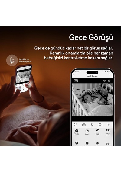 Bebek Kamerası Ekranlı 5"" Monitör Wifi Mobil Takip 360 Ptz Gece Görüş Sıcaklık Nem X7202 Diğer