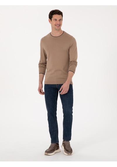 Cacharel Camel Slim Fit Kazak Kahverengi