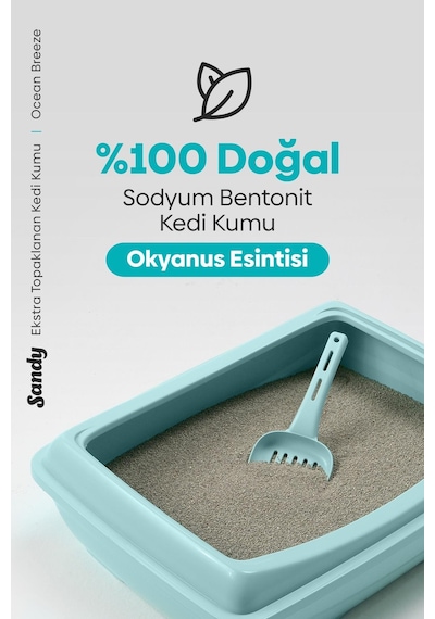 Sandy Okyanus Esintisi Kokulu Topaklanan Kedi Kumu 2 x 10 KG