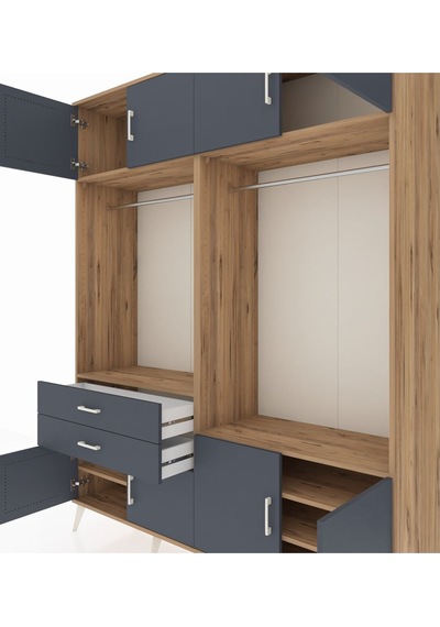 Hyperion Gardrop 7 Raflı 2 Çekmeceli 2 Askılı 176x44x221 Çam-antrasit Antrasit Hyperion Gardrop 7 Raflı 2 Çekmeceli 2 Askılı 176x44x221 Çam-antrasit Antrasit