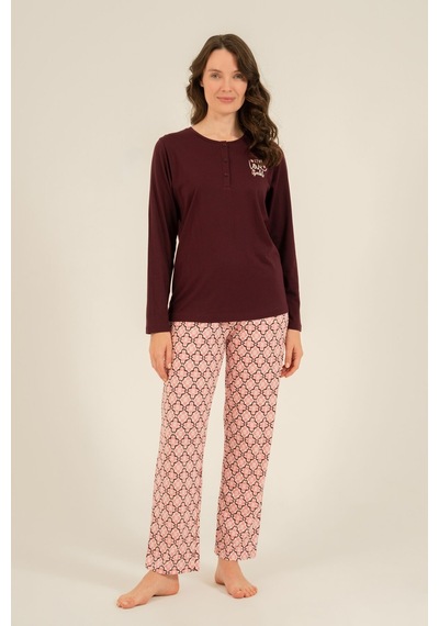Arnetta Kadın Live Love Sparkle Mor Uzun Kol Pijama Takım Ar3760-s-v1 Ar3760-s-v1