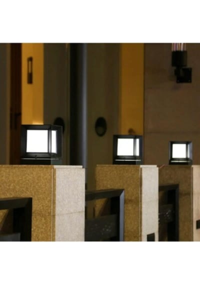 Sekizgen Led Kare Küp Dekoratif Bahçe Aydınlatma Armatürü Dış Mekan Sl 1903 Siyah