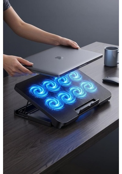 Delux Serisi Masaüstü Aksesuar Bilgisayar Fanı Teknoloji Ürünü Laptop Soğutucu Cf13 Siyah