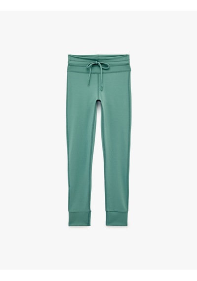 Koton Yüksek Bel Slim Fit Bağcıklı Spor Tayt Yeşil 6sak40182nk