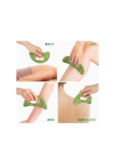 Yeşim Taşı Gua Sha Masaj Aleti Seti Saplı Daha Büyük Guasha Tahtası Kas Kazıma Masaj Aletleri Yüz Anti Selülit Spa Akupunktur Araçları Arka Boyun Yüz Bacak Masajı İçin Lenfatik Drenaj