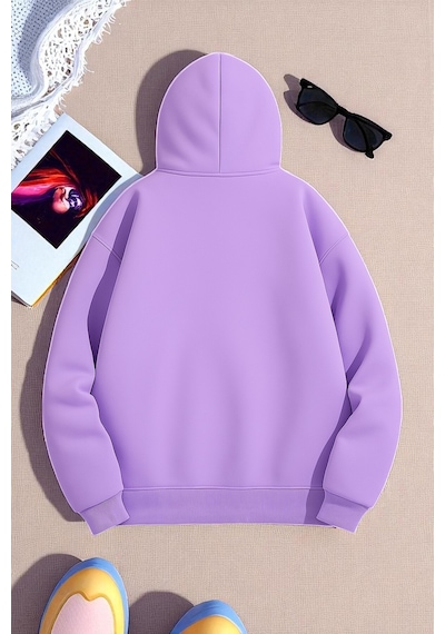 Uyguntarz Unisex Kalp Lolipop Detayli Baskılı Oversize Sweatshirt Lila