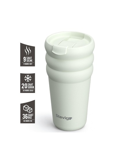 Stevig 3 Bubble Two-cap Straw Tumbler Çelik Termos 600 Mililitre Lightest Sky St-247 Çok Renkli
