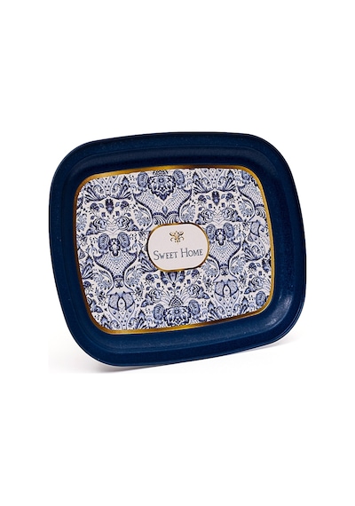 Azulejos Sweet Home Desenli Bombeli Metal Tepsi 23 X 30 Cm