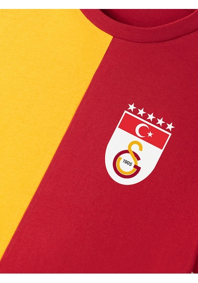 Gsstore Galatasaray Lisanslı 5 Yıldızlı Parçalı Bayrak Logolu T-shirt Sarı - Kırmızı