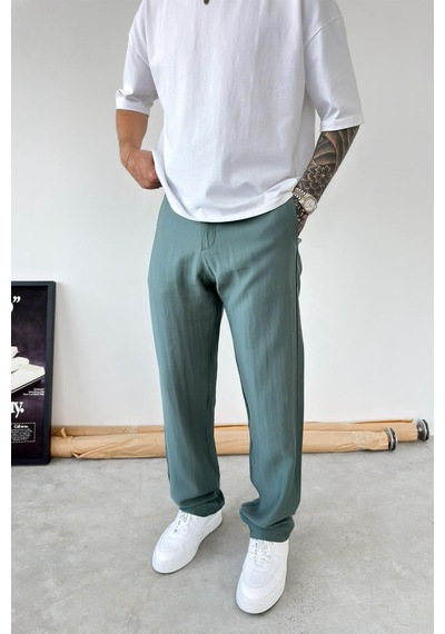 Haki Modal Kumaş Baggy Pantolon