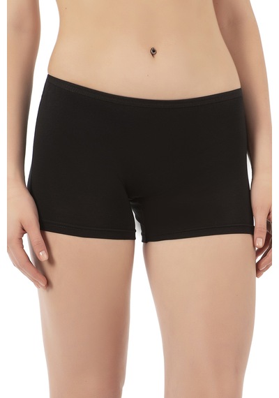 Özkan Underwear Özkan 0412 Kadın Likralı %95 Pamuklu Süprem Esnek Rahat Boxer Şort Tayt Siyah