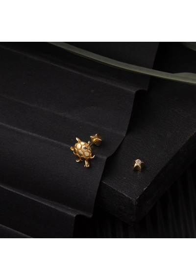 14 Ayar Altın Kaplumbağa Tragus Küpe Kphsy14k22502 Sarı